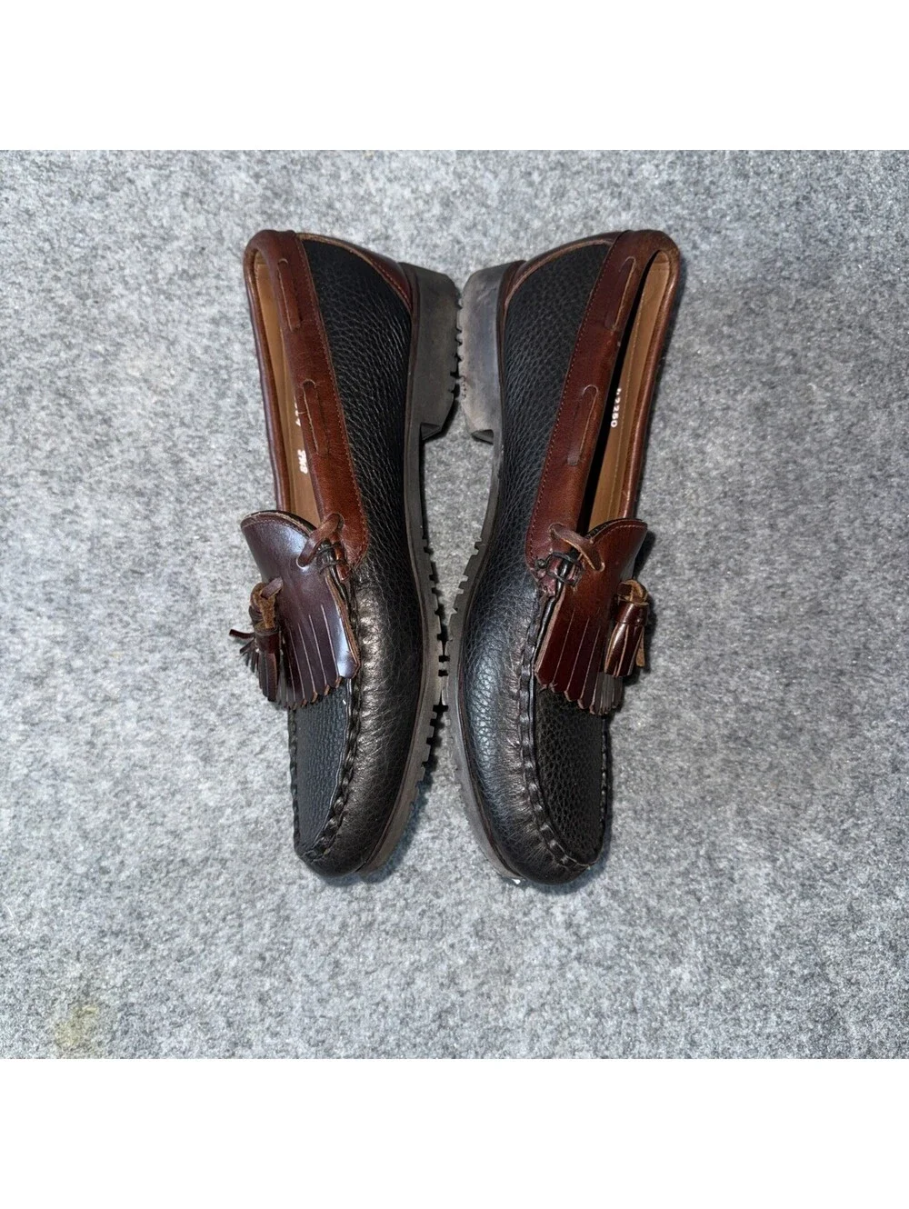 Allen Edmonds Nashua Tassel Loafers Men's 8.5 E Black Brown Kiltie Slip-On 42250